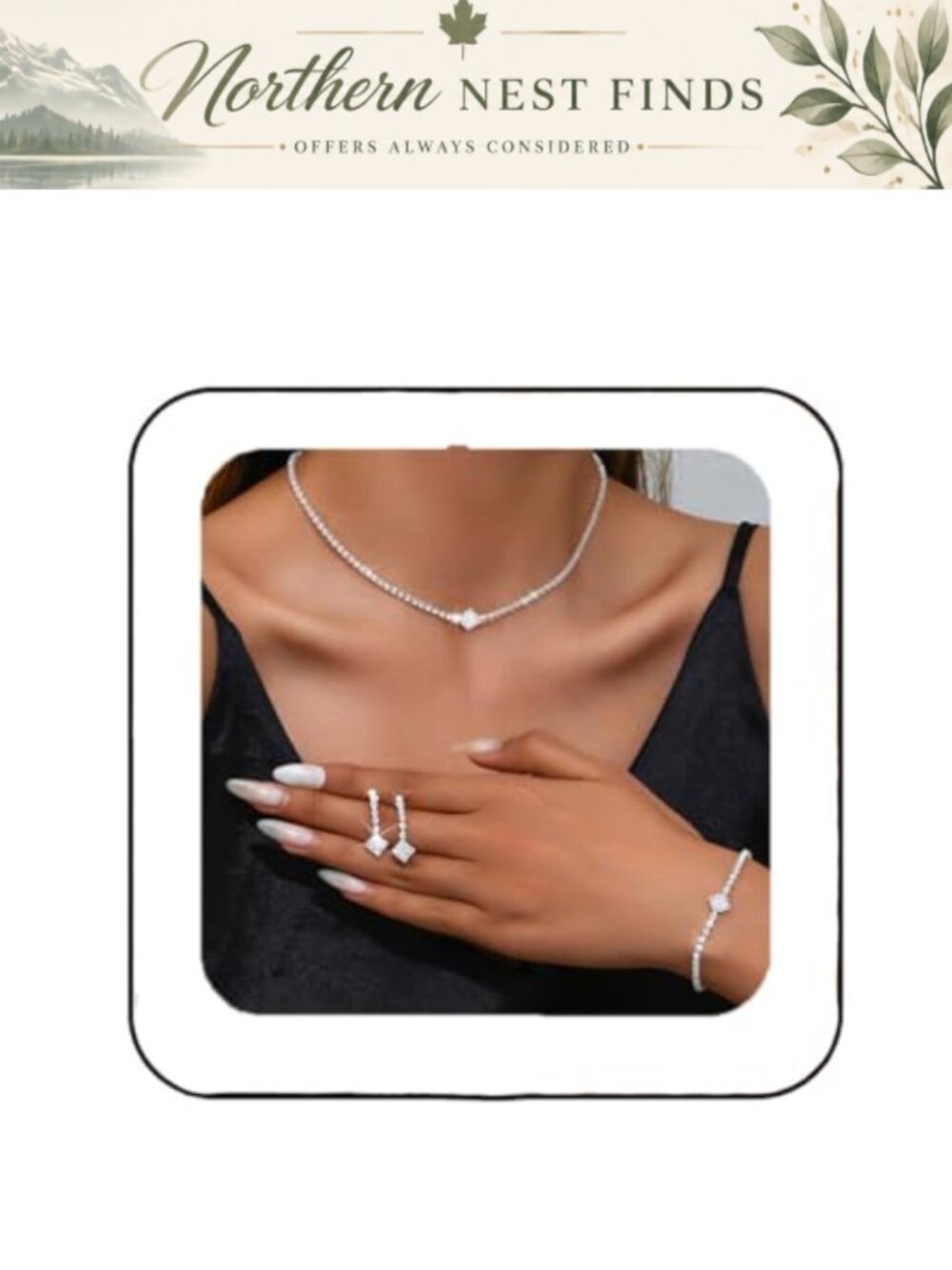 Rhinestone Crystal Bridal Wedding Jewelry Set Necklace Earrings Bracelet for